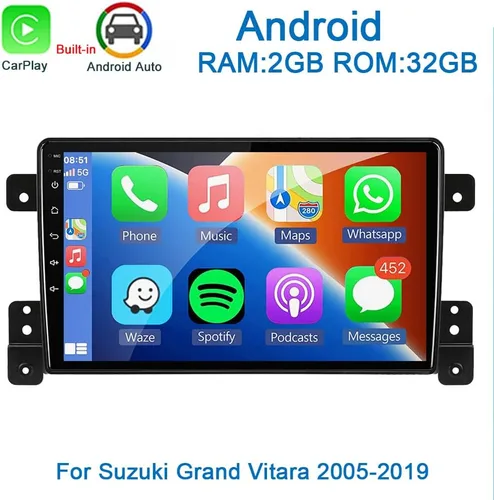 Miniatura 2 de 8Core 4GB+64GB Android 15 para Suzuki Grand Vitara Radio 2005-2019 Car Stereo Carplay Android Auto con pantalla táctil IPS de 9 pulgadas Navegación