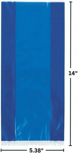 Miniatura 2 de Bolsas de plástico de celofán azul rey para fiesta, 11.5 x 5 pulgadas (30 unidades) Perfectas para regalos, dulces, golosinas Azul real