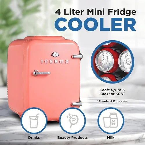 Miniatura 2 de ICEBOX IBMF4BLS - Mini refrigerador para dormitorio, refrigerador para el cuidado de la piel, enfriador portátil y calentador para maquillaje