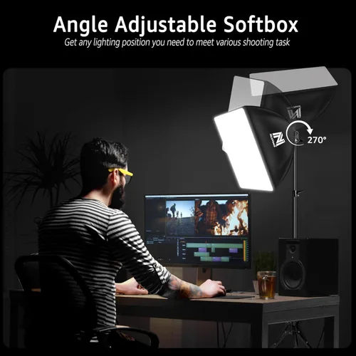 Miniatura 3 de NiceVeedi - Kit de iluminación Softbox de 16 x 16 pulgadas, kit de iluminación para fotografía con soporte de trípode de 63 pulgadas y bombilla LED