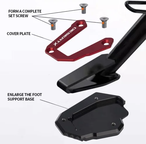 Miniatura 5 de Modeer Para Desert X 2022-2023 Placa de extensión de soporte CNC de motocicleta Soporte lateral Almohadilla desertx Desert-X Accesorios (negro)