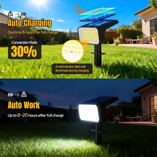 Miniatura 4 de Focos solares para exteriores, [4 unidades/118 LED] 4 modos de encendido y apagado automático, focos solares de paisaje, IP67 impermeables, luces