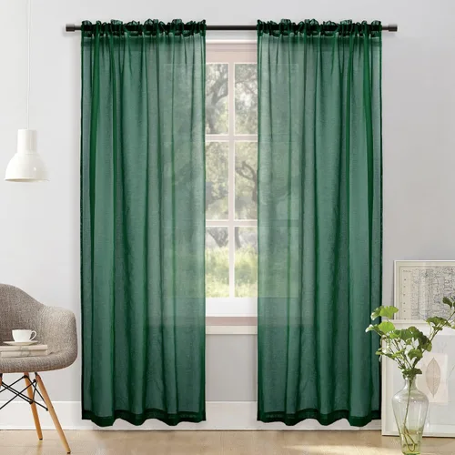 Miniatura 26 de XTMYI Cortinas negras de 48 pulgadas de largo para dormitorio, juego de 2 paneles, bolsillo para cortinero, cortinas de encaje transparentes