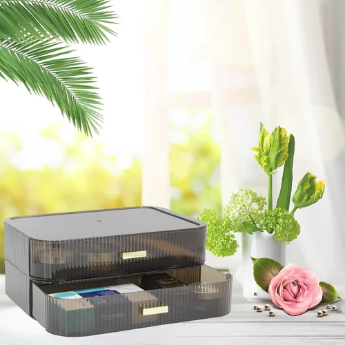 Miniatura 6 de Organizador de maquillaje con cajones apilables, organizadores y almacenamiento para tocador de baño, ideal para cosméticos, cuidado de la piel