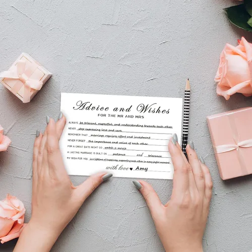 Miniatura 7 de Tarjetas de consejos y deseos para las nuevas parejas, señor y señora, novia y novio, recién casados, 50 tarjetas perfectas de consejos de boda