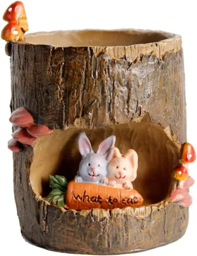 Miniatura 10 de GoodPlay Macetas suculentas para suculentas, macetas de resina, para decoración de oficina, hogar, jardín (oso)
