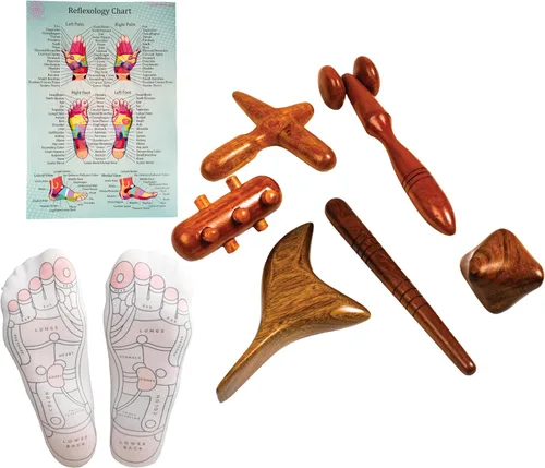 Miniatura 12 de CCcollections Herramientas de masaje de terapia de madera, herramienta de palo de madera de reflexología, equipo tradicional para aliviar el dolor