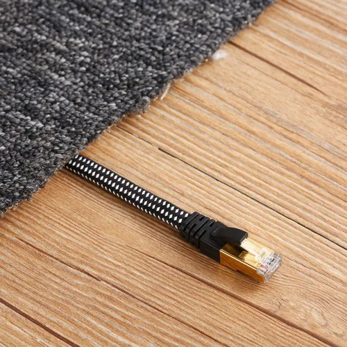 Miniatura 6 de Cable Ethernet Cat 8 DanYee, 3 pies, de nailon trenzado, alta velocidad, RJ45, 2000 MHz, negro