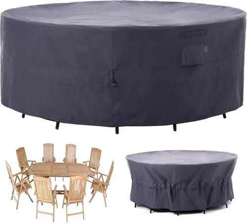 Miniatura 12 de F&J Outdoors Fundas para muebles de patio, impermeables, resistentes a los rayos UV, tela antidesgarros, cubierta para mesa de exterior, cubierta