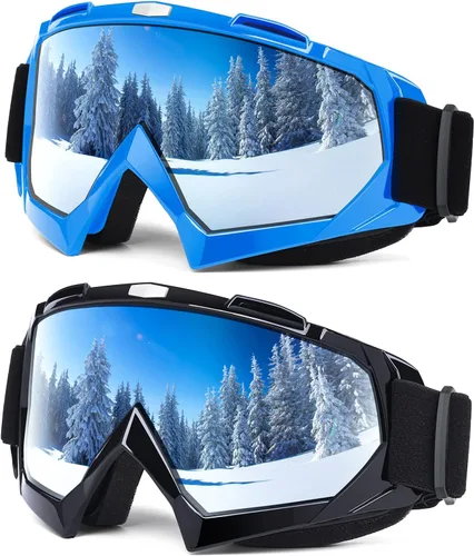 Miniatura 11 de Braylin Gafas de esquí para adultos, paquete de 2 gafas de snowboard para jóvenes, adolescentes, hombres y mujeres, gafas de moto de nieve de visión