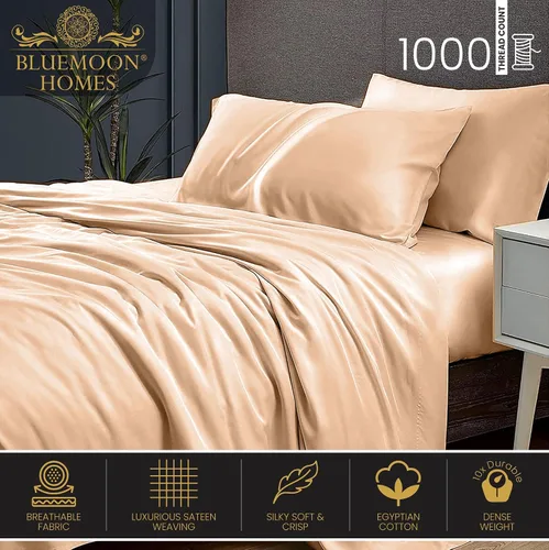 Miniatura 22 de Bluemoon Homes Sábanas de Algodón Egipcio Twin - Juego de Sábanas de 4 Piezas, Juego de Ropa de Cama de 1000 Hilos, Suave y Lujoso Juego de Sábanas