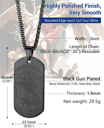 Miniatura 3 de Prosteel. - Collar con dije y cadena de San Miguel Arcángel, joyería religiosa católica.