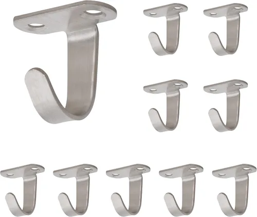 Miniatura 10 de NearMoon Ganchos de techo de acero inoxidable montados a tornillo, gancho para ropa debajo del estante para toalla/bata, colgador de ropa resistente
