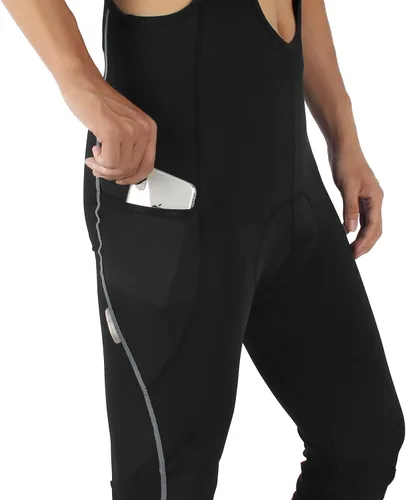 Miniatura 2 de Santic Mallas de ciclismo con peto para hombre, acolchadas, largas acolchadas con bolsillo