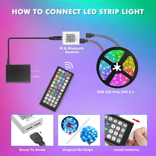 Miniatura 5 de Nexillumi Luces LED para dormitorio de 100 pies con sincronización de música que cambian de color, tira de luces LED inteligentes con control remoto