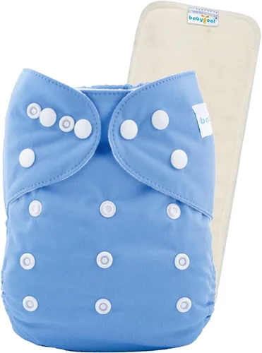 babygoal Pañal de tela reutilizable con inserto para bebés niños y niñas de 8 a 35 libras, pañal ajustable y lavable B05-B Azul/claro