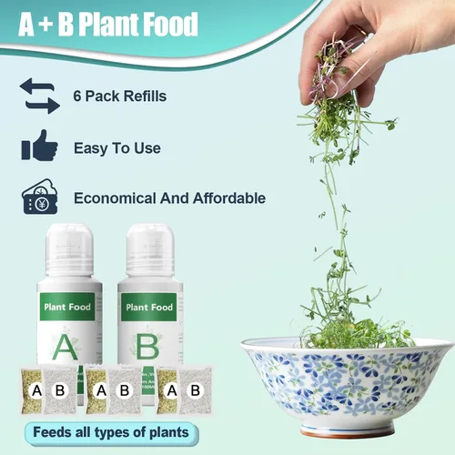 Miniatura 4 de Nutrientes hidropónicos para Aerogarden (800ml en total), Alimento para plantas A y B suministros hidropónicos, fertilizante para plantas