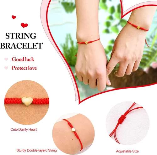 Miniatura 10 de Regalos para el día de la madre para mamá, hilo rojo, para madre e hija, juego de 2 pulseras de corazón a juego para mamá y yo, pulsera roja