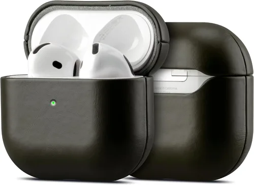 Miniatura 22 de Maogoam Funda de cuero para AirPods Pro 2 con botón, funda de piel auténtica de cera de aceite curtido vegetal para AirPods Pro 2ª