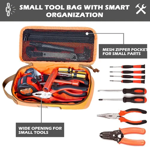 Miniatura 2 de Rough Enough - Bolsa de herramientas pequeña de lona, caja de herramientas portátil con asa de cremallera para motocicleta, bicicleta de carretera