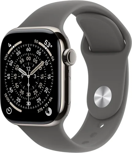 Miniatura 32 de Apple Reloj inteligente de la serie 11 [GPS de 1.654 in] con caja de aluminio plateado con correa deportiva de niebla morada - S/M. Puntuación