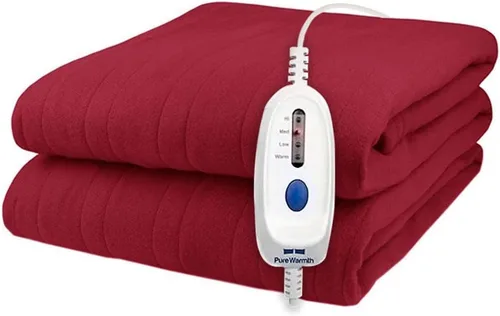 Miniatura 5 de Pure Warmth Manta térmica eléctrica de franela sólida, ajuste de calor ajustable con apagado automático, manta térmica acogedora con certificación