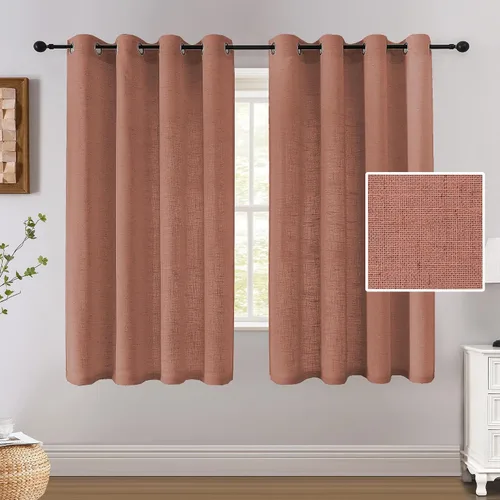 Miniatura 10 de H.VERSAILTEX Cortinas de lino de 63 pulgadas de largo, cortinas de granja completamente filtrantes de luz, juego de 2 paneles de cortina
