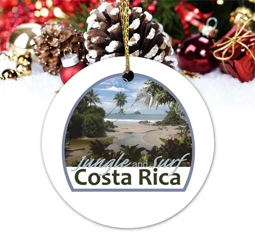 Adornos navideños de Costa Rica, selva y surf, paisaje de playa, adorno de cerámica, decoración del hogar, colgantes colgantes, adorno de Navidad,