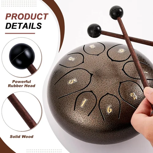 Miniatura 3 de 4 mazos de tambor de lengua de acero de 8 pulgadas, palitos Glockenspiel, mazo y 8 fundas para dedos, púas de goma de silicona para Gong Woodblock