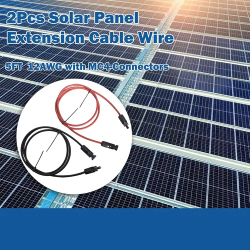 Miniatura 5 de WFLNHB Cable de extensión de panel solar de calibre 12 negro + rojo de 5 pies, 12 AWG con conector solar hembra y macho