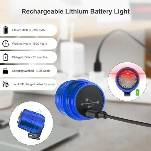 Miniatura 4 de 2 faros delanteros recargables compatibles con zuecos, luz ajustable para zapatos, linternas accesorios para niños y adultos, sandalias de clip, Azul