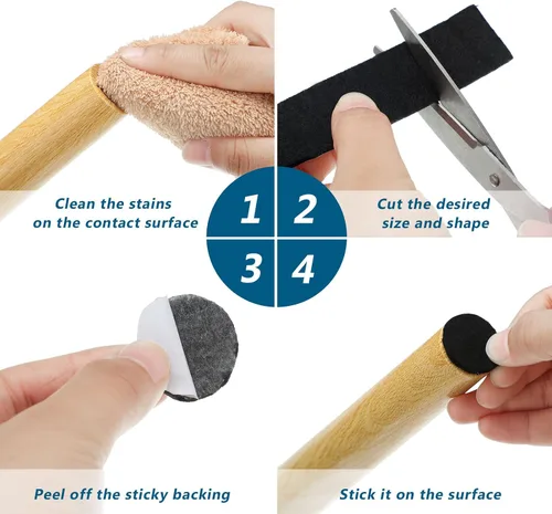 Miniatura 5 de Shappy Paquete de 2 tiras de fieltro con parte trasera adhesiva, rollo de cinta de fieltro, antideslizantes, autoadhesivas, cortables para muebles