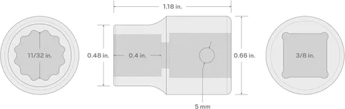 Miniatura 107 de TEKTON Encastre de 3/8 pulgadas x 0.669 in Zócalo de impacto de 12 puntos poco profundo SID12317