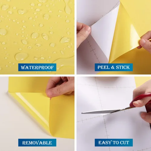 Miniatura 4 de Papel pintado FunStick Amarillo Limón de despegar y pegar Papel de contacto mate amarillo para gabinetes Autoadhesivo impermeable Rollos de papel