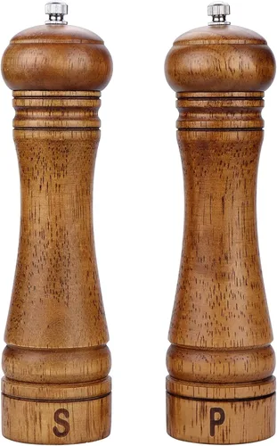 Gulex® Molinillo de pimienta de madera, grosor ajustable, molinillo de pimienta de madera de 8 pulgadas, mecanismo de molienda de cerámica, molino