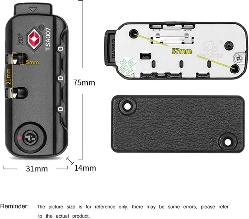Miniatura 5 de TSA007 Candado de viaje para equipaje y 3 dígitos autoconfigurable una variedad de combinaciones diferentes para bolsa de equipaje de viaje, bloqueo