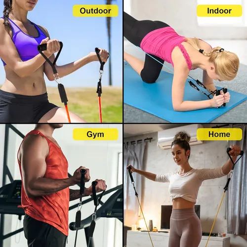 Miniatura 4 de Resistance Bands Set (12pcs), Workout Bands with Handles, Door Anchor, Ankle Straps and Carry Bag, Exercise Bands for Shape Body and Home Workouts