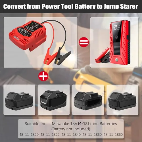 Miniatura 2 de Adaptador de puente compatible con batería Milwaukee de 18 V M18, kit de arranque de puente de 11 AWG cable de 18 V, cable de arranque automático