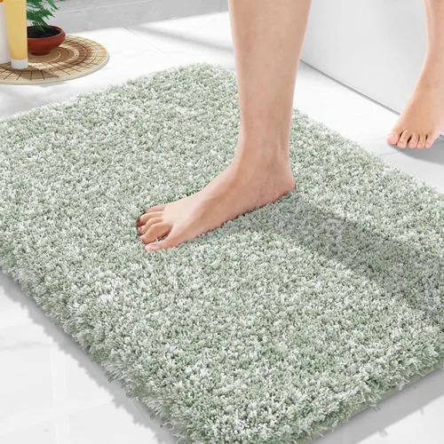 Miniatura 128 de Yimobra Alfombra de baño de felpa esponjosa, súper lanuda suave, cómoda, antideslizante, absorbente de agua, alfombra de baño de microfibra que se