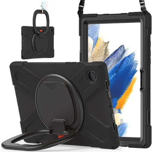 Miniatura 142 de 360 Rotation Case for Galaxy Tab ActivePro/Tab Active4 Pro/Active 5 Pro 10.1" Sturdy Cover Rotate Ring Stand Shoulder Carrying Strap Hand Strap