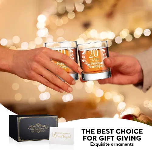 Miniatura 6 de Perfectinsoy Juego de regalo de cristal de whisky de 20 años, regalo de boda para mamá, papá, abuelos, alma gemela, pareja, regalos de 20 años