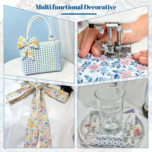 Miniatura 7 de 45 piezas de rollos de tela, tiras de tela precortadas para acolchar, tela de acolchado de algodón para manualidades de patchwork, algodón de tejido