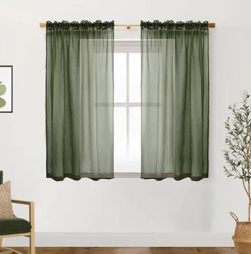Miniatura 14 de XTMYI Cortinas negras de 48 pulgadas de largo para dormitorio, juego de 2 paneles, bolsillo para cortinero, cortinas de encaje transparentes