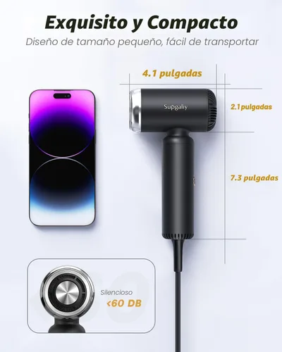 Miniatura 4 de Secador de pelo de viaje de doble voltaje, mini secadora de alta velocidad para secado rápido, secador de pelo iónico con difusor de regalo