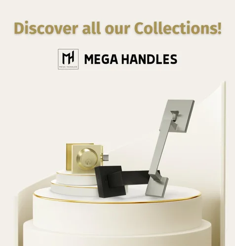 Miniatura 7 de Mega Handles - Juego de manijas de puerta de entrada TOBELLE en acabado negro mate - Manija de un solo cilindro con palanca para puertas de entrada