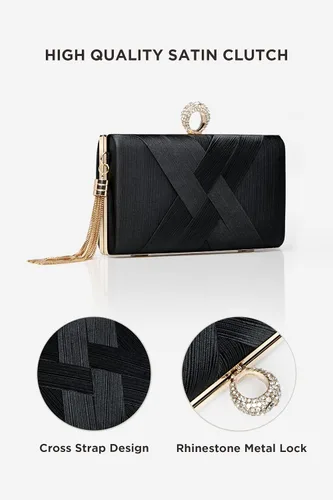 Miniatura 2 de BABEYOND Monederos de mano para mujer, bolso de noche con borla colgante para novia, fiesta, graduación, boda