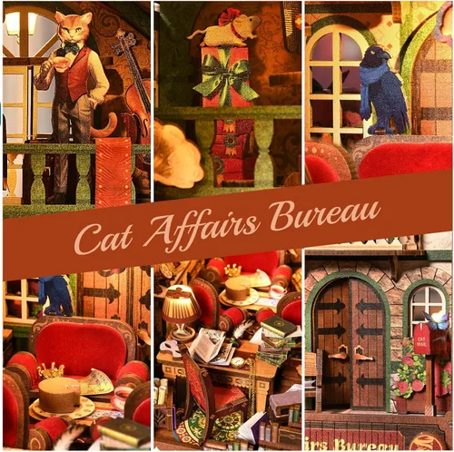 Miniatura 4 de TOYQI - Kit de rincón de lectura, kit de casa de muñecas en miniatura DIY para adultos y adolescentes, kit de decoración de estantería de casa
