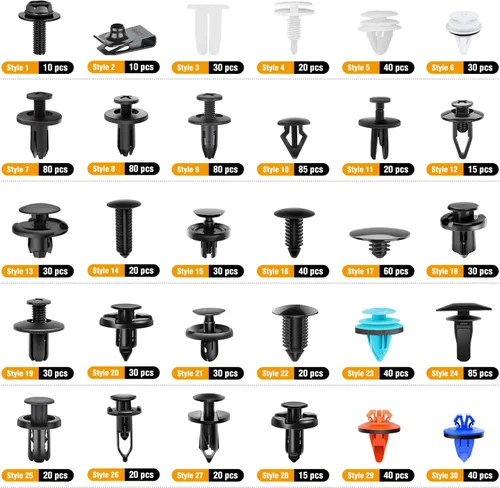 Miniatura 3 de GOOACC Surtido de 1045 clips de retención de empuje para automóvil y sujetadores automáticos, 30 tamaños más populares, remaches de nailon