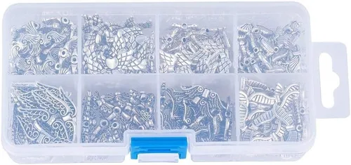 Miniatura 6 de Pandahall - 240 colgantes de aleación de alas de plata antigua, dijes de estilo tibetano, cuentas sueltas espaciadores para hacer joyas de ángeles