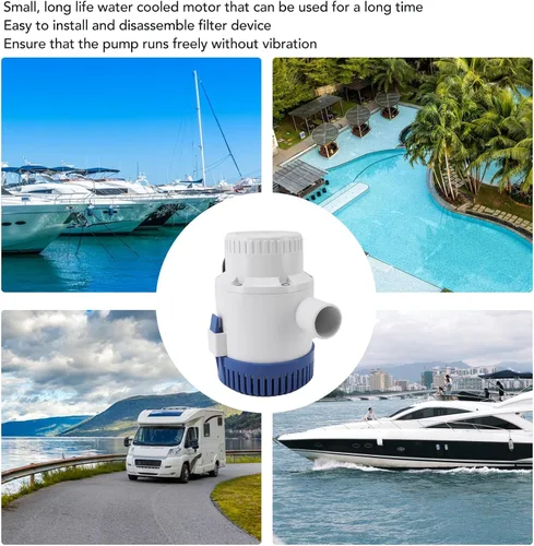 Miniatura 3 de Bewinner Bombas de sentina 3700 GPH de 12 V y 24 V, bombas de sentina eléctricas sumergibles para plomería marina, bomba de sentina eléctrica